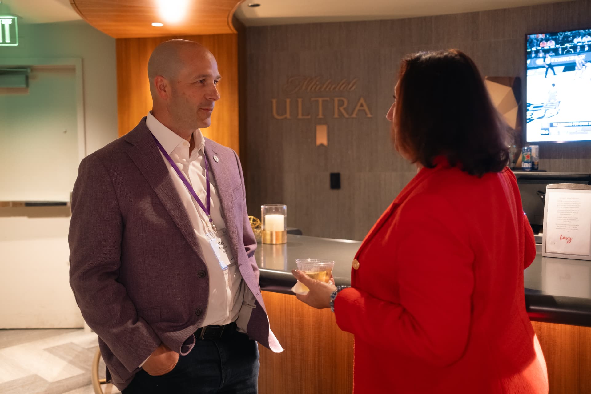 Matt Gosselin in conversation at an industry event